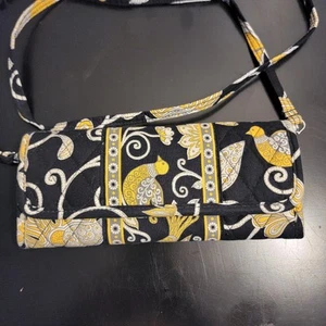 Vera Bradley Black Yellow Bird Crossbody Shoulder Wallet Purse Magnetic Closure - Picture 1 of 9