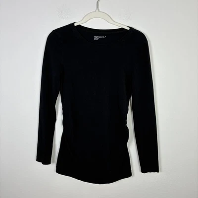 Gap Maternity Pure Body Black Long Sleeve Ruched Top Pregnancy Loungewear Comfy - Image 1 of 4