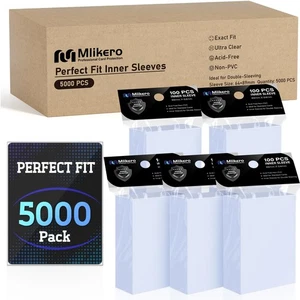 5000 Pack Card Sleeves, Perfect Fit Inner Sleeves Ideal for Double-Sleeving, ... - Picture 1 of 7