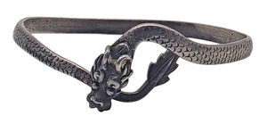 RARE Chinese Sterling Silver Ladies Bangle Bracelet ~ DRAGON SNAKE ~ - Picture 1 of 5