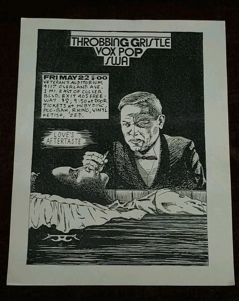 Raymond Pettibon Original Flyer Throbbing Gristle Punk Flyer 100% Original Calif Foto 1 de 4