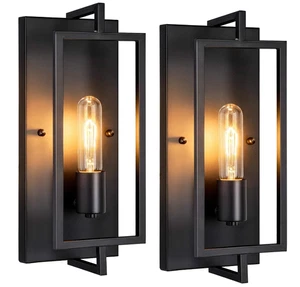 Maylaywood Industrial Wall Sconces Set of 2, Modern Indoor Lighting Hardwired - Picture 1 of 8