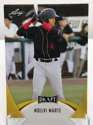 Noelvi Marte RC Gold Parallel 2021 Leaf Draft Cincinnati Reds Rookie  - Image 1 of 2