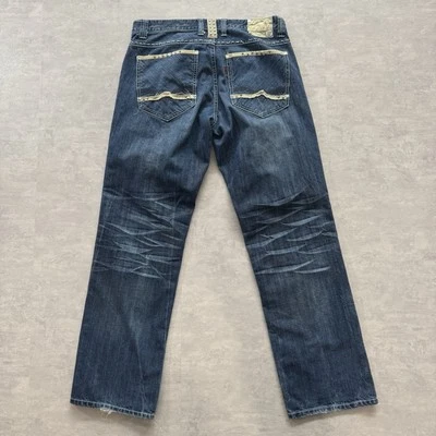 Y2K Parish Nation Jeans Straight Leg Distressed Bedazzled Jewels 34x32 Denim - Image 1 of 4