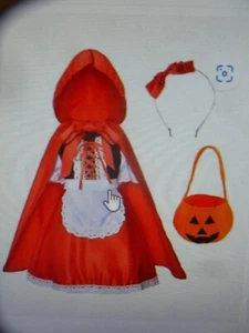 Little Red Riding Hood Costume Girls Dress W/JackoLantern Bag S - Picture 1 of 4