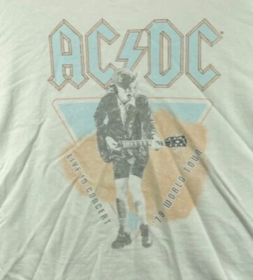 ACDC 1979 World Tour Mujer Sudadera Grande Blanca Crew Gráfico Logo Manga Larga Foto 1 de 4