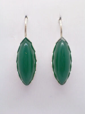 Orecchini in ARGENTO 925 con Pietra sintetica verde - imitazione giada -smeraldo - Immagine 1 di 4