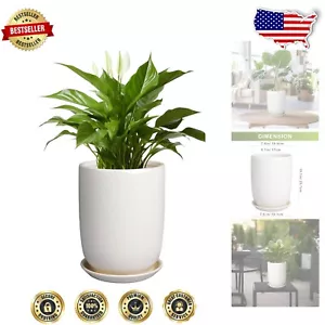 Versatile 8-Inch Round Ceramic Planter - Perfect for Large Indoor/Outdoor Plants - Picture 1 of 10