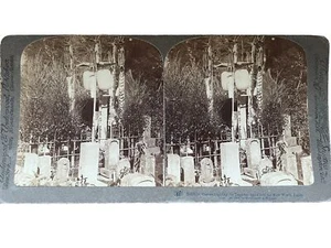 Stereograph Slide Underwood & Underwood  Buddhist graves Japan Rare - Picture 1 of 4