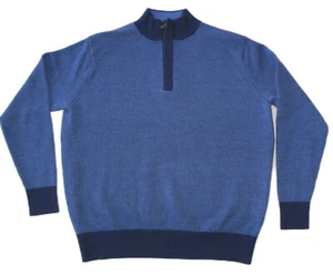 Peter Millar 100% Xtra-Fine Merino Wool Pullover Sweatshirt Mens M 1/4-Zip Blue - Picture 1 of 13
