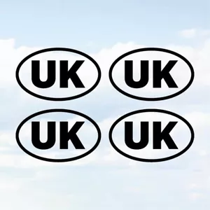 4 x Small UK Car Stickers Black OR White Oval Self-Adhesive New Vinyl Decals - Picture 1 of 7