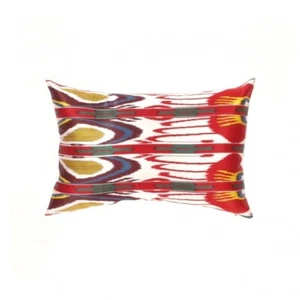 TI 65 White Turkish L Blue Silk Ikat pillow - Picture 1 of 2