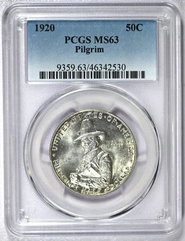 1920 PCGS MS63 Pilgrim Classic Commemorative Half Cover