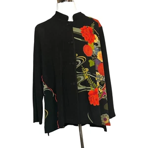 Drapers & Damons Evening Jacket Top Womens 3X Plus Black Floral Long Sleeve - Picture 1 of 9