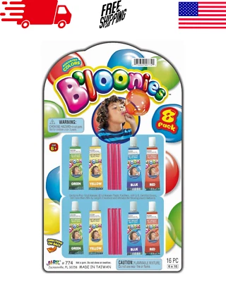 8 Tubes Magic Plastic Bubble Balloons with Straw Super Elastic Blow Up Kids Toy - Image 1 of 4