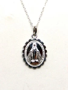 Sterling Silver Miraculous Medal Necklace - Picture 1 of 2