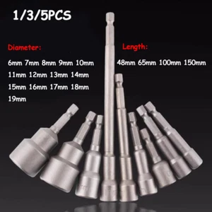1/4" Hex Magnetic Nut Driver Socket 6mm - 19mm Metric Impact Drill Bits Adapter - Picture 1 of 6