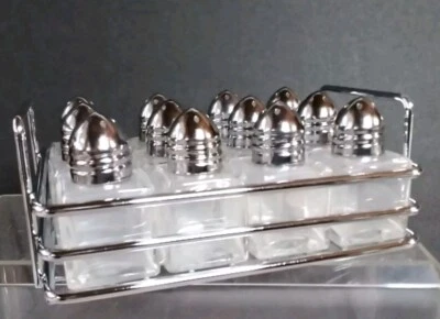 Mini Salt & Pepper Shakers 12 individual .5 Oz Glass ss chrome Buffet Wedding ex - Image 1 of 4