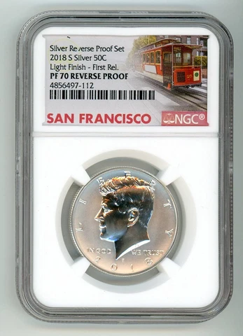 2018 S SILVER KENNEDY HALF DOLLAR 50C REVERSE NGC PF70 LIGTH FINISH FR TROLLEY Cover