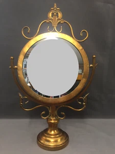 Grand Miroir de Table Dit Psyché Coiffeuse salon Metal doré Style Louis XV Art - Picture 1 of 10