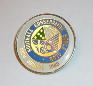 1920 - 1980 JUBILEE SOUTHALL CONSERVATIVE BOWLING CLUB MIDDLESEX BADGE - Picture 1 of 4