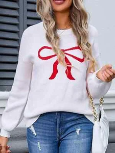 Trendsi Charming Bow Print Langarm Pullover - Bild 1 von 28