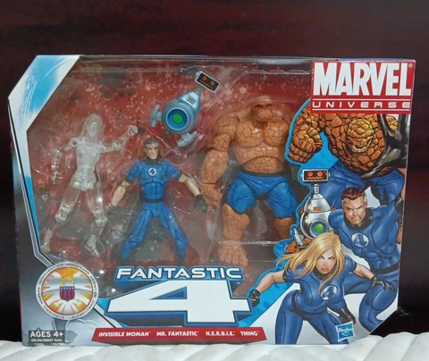Marvel Universe Fantastic Four 4-Pack Set Blue Costume Invisible Woman Mr. Thing Cover