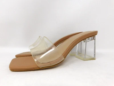 Sandálias de salto transparente BCBGeneration Luckee biqueira aberta sapatos tamanho 5 M - Imagem 1 de 4