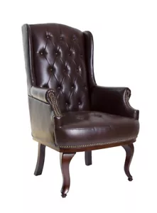 High Back Chesterfield Winged Armchair Chair - Picture 1 of 3