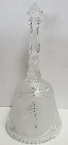 Vintage Crystal Bell with Frosted Glass Circle and Etched Rose Pattern 19cm Tall - Picture 1 of 7
