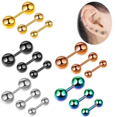2 PCS Stainless Steel Stud Earring Ball Ear Bone Nail Lip Piercing Body Jewelry - Image 1 of 4
