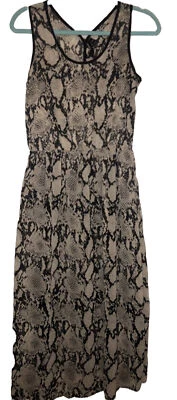 Fun and Flirt Long Sleeveless Dress Snake Print Cutout Back S - Image 1 of 4
