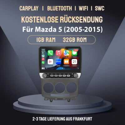 10.1'' CarPlay Android 14 Autoradio Für Mazda 5 2005-2010 WIFI BT SWC DAB+ 1+32G - Bild 1 von 4