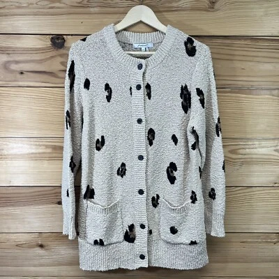 Foxcroft Nikita кардиган свитер леопард бежевый черный коричневый 100% хлопок новый с Ярлыками B123 - Изображение 1 из 4