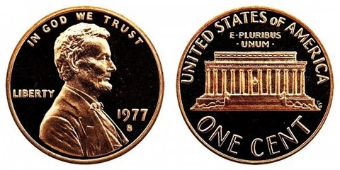 1977 S GEM BU PROOF Lincoln Memorial BRILLIANT UNCIRCULATED PENNY PF COIN #8862 Cover