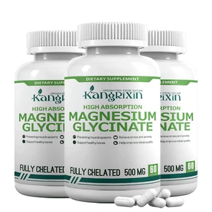 Reines Chelat-Magnesiumglycinat 500 mg Nahrungsergänzung Schlafunterstützung 60 Kapseln x 3 - Bild 1 von 11