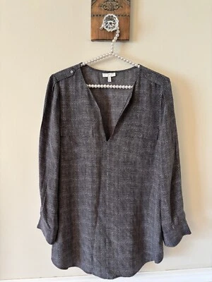 Женская блузка-туника Joie размер M серая 100% шелк с длинным рукавом мягкая - Изображение 1 из 4
