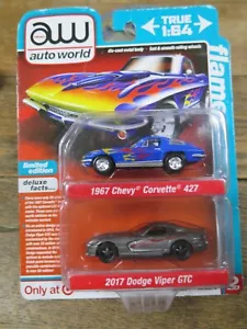 Auto World Ltd ED. 2-Pack Dodge VIPER GTC + Chevy CORVETTE 427 Target Ex. NEW - Picture 1 of 9