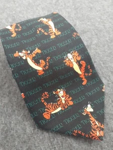Disney's Winnie The Pooh Tigger Necktie Tie Black + Green Flawless Gift For Him - Picture 1 of 3