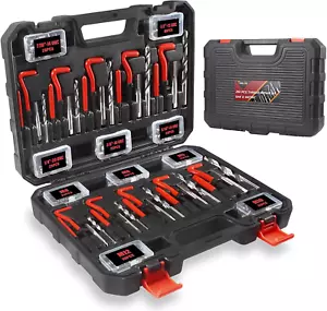 Thread Repair Kit, 261-Piece HSS Drill Helicoil Repair Kit SAE & Metric 1/4" 5/1 - Picture 1 of 9