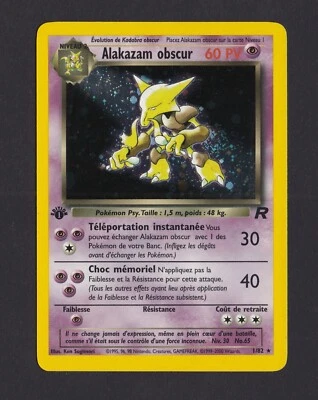 Pokemon 1st Edition Dark Alakazam Holo Rare 1/82 - French - Moderate Play - Image 1 of 2
