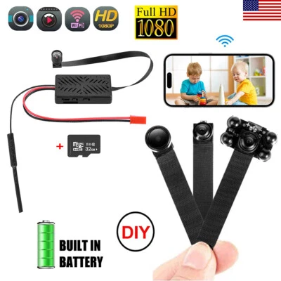 HD 1080P Mini Wifi Camera DIY Pinhole Security Motion Detection DVR 2000mAh 32G - Image 1 of 4