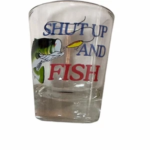 Shot Glass Shut Up And Fish Barware Bass Fishing Mens Gift Party Favors - Picture 1 of 6