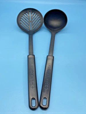 Calphalon Nylon Slotted Skimmer Round Spoon & Ladle Black Heat Resistant to 400 - Image 1 of 4