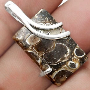 Natural Turtella Jasper - USA 925 Sterling Silver Pendant Jewelry P-1165 - Picture 1 of 5
