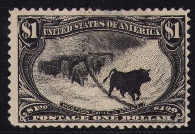1898 US SC 292 $1 Western Cattle in Storm - Used F/VF - Image 1 of 3