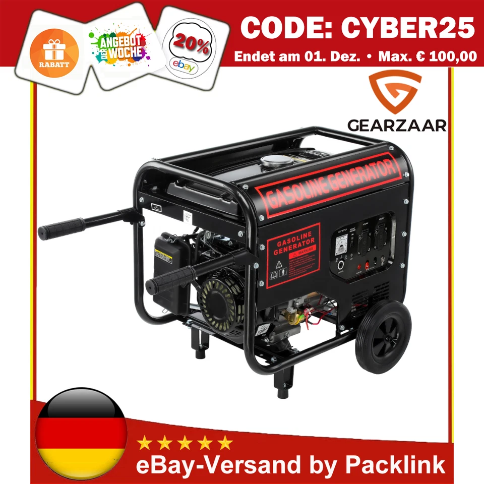 Stromgenerator Benzin E-start 4-Takt Notstromaggregat Stromerzeuger 12 PS AVR CE - Bild 1 von 4