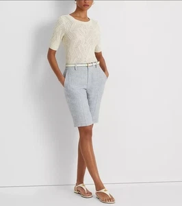 LAUREN RALPH LAUREN Leinen Seide Mischung gewebte Shorts gefüttert blau Einzelhandel $ 195 Größe 6 - Bild 1 von 21