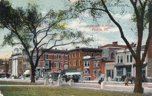 Jefferson Ave-Peoria, Illinois IL 1910 antiguo publicado - Imagen 1 de 2