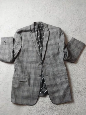 Blazer DKNY Mujer 18R Gris Glen Mezcla de Lana a Cuadros Dos Botones Muesca Solapa Forrada Foto 1 de 4
